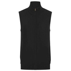 Henbury Mens Plain Full Zip Sleeveless Vest / Black